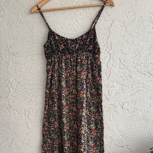 Floral Maxi Dress with Pink & Green Accents